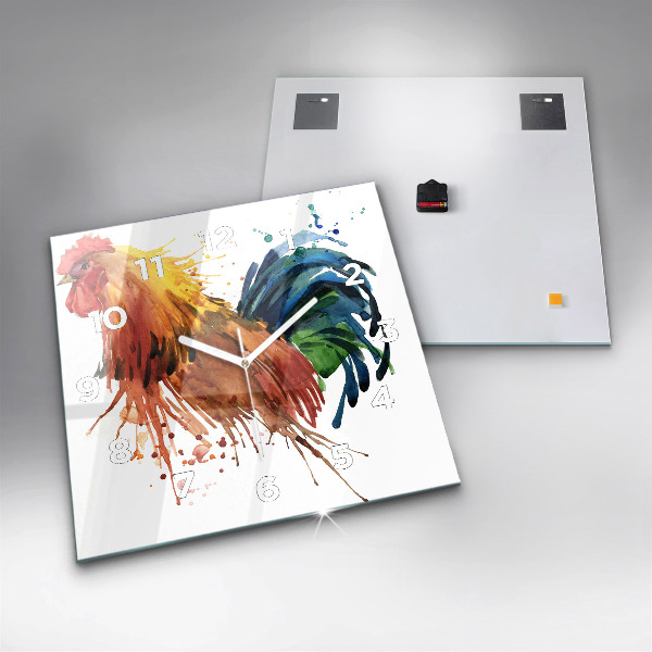 Orologio quadrato in vetro Gallo colorato