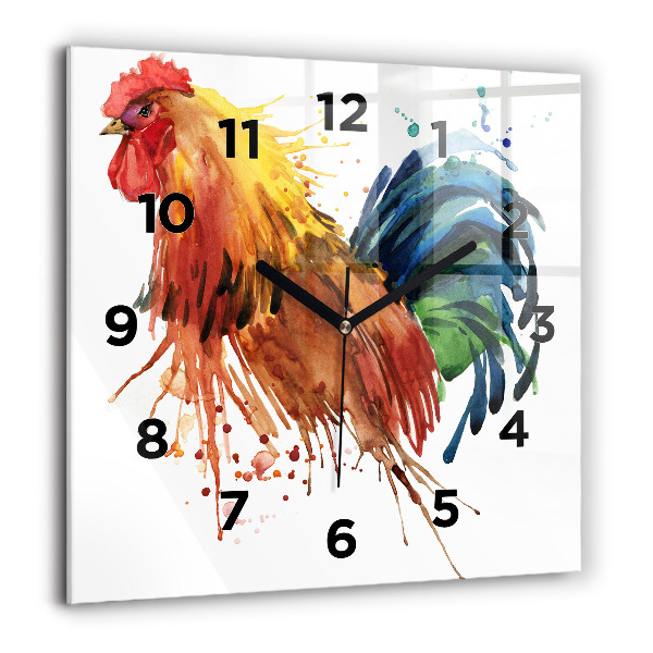 Orologio quadrato in vetro Gallo colorato