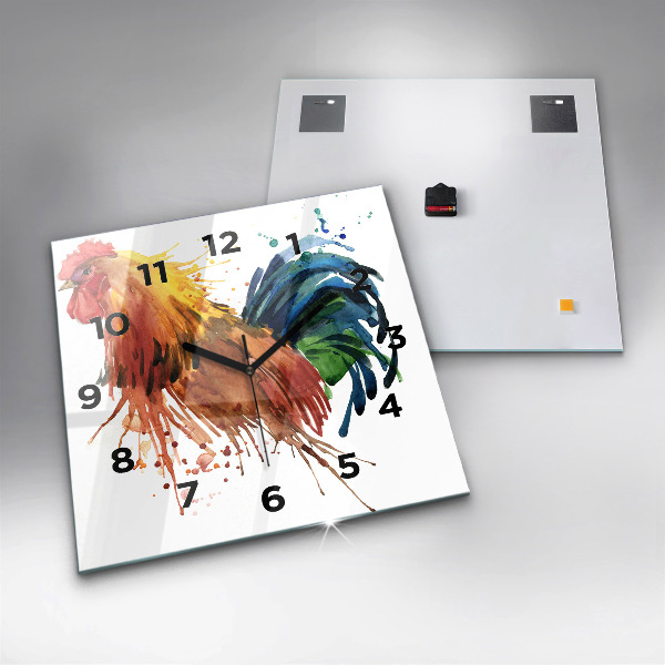 Orologio quadrato in vetro Gallo colorato
