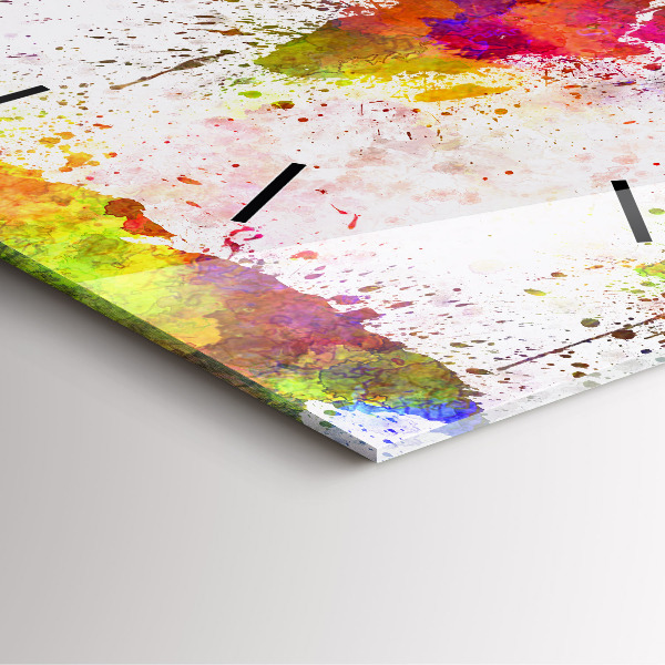 Orologio quadrato in vetro Mappa del mondo ad acquerello