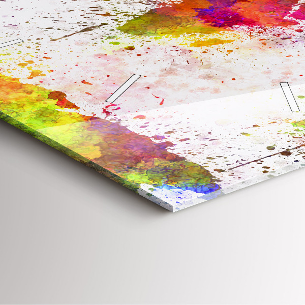 Orologio quadrato in vetro Mappa del mondo ad acquerello