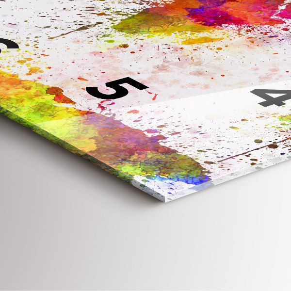 Orologio quadrato in vetro Mappa del mondo ad acquerello