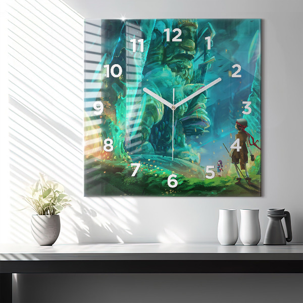 Orologio quadrato in vetro Bambini nella foresta