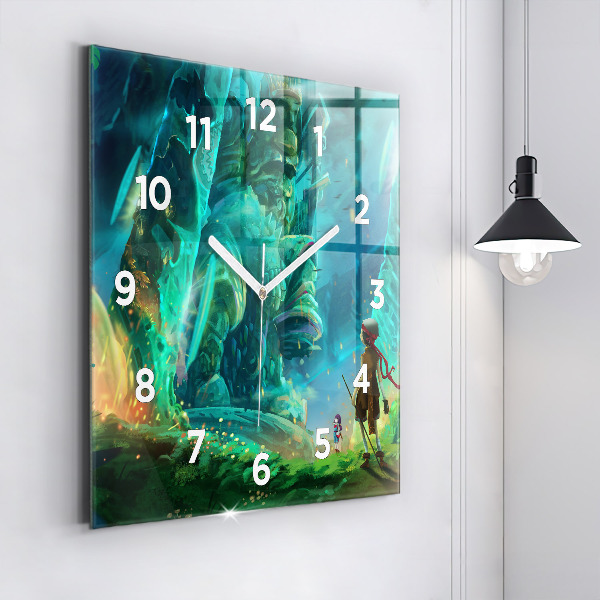 Orologio quadrato in vetro Bambini nella foresta