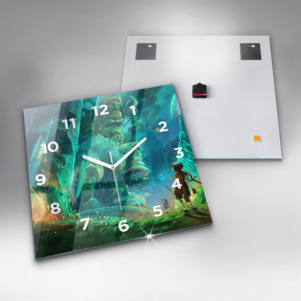 Orologio quadrato in vetro Bambini nella foresta