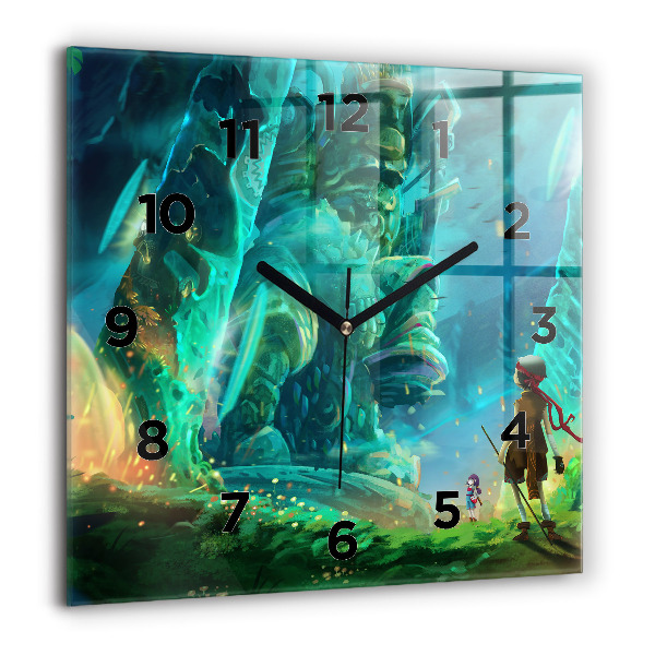 Orologio quadrato in vetro Bambini nella foresta