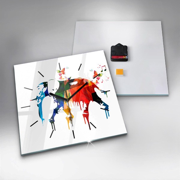 Orologio quadrato in vetro Elefante dipinto colorato