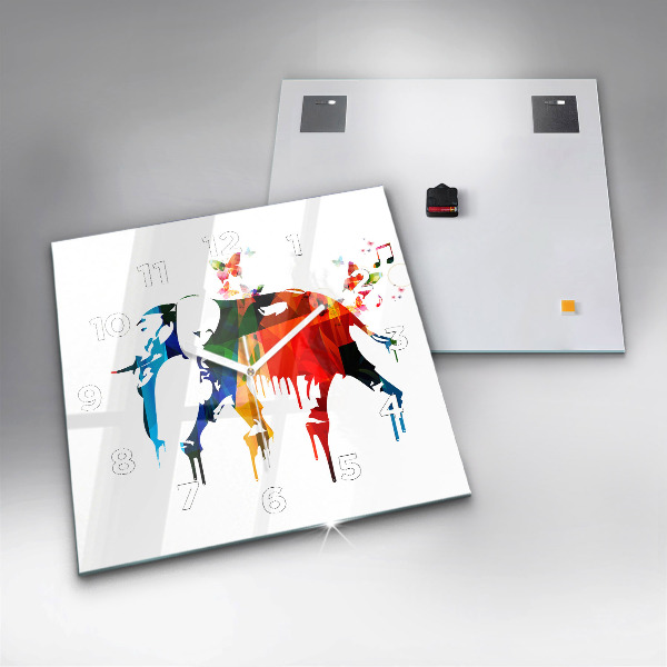 Orologio quadrato in vetro Elefante dipinto colorato