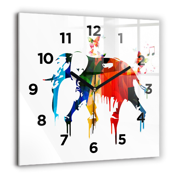 Orologio quadrato in vetro Elefante dipinto colorato