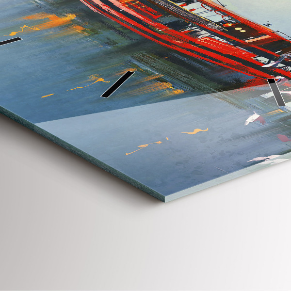 Orologio quadrato in vetro Barca da pesca in porto