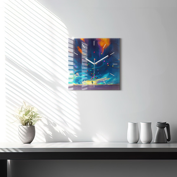 Orologio quadrato in vetro Bambino e palloncini