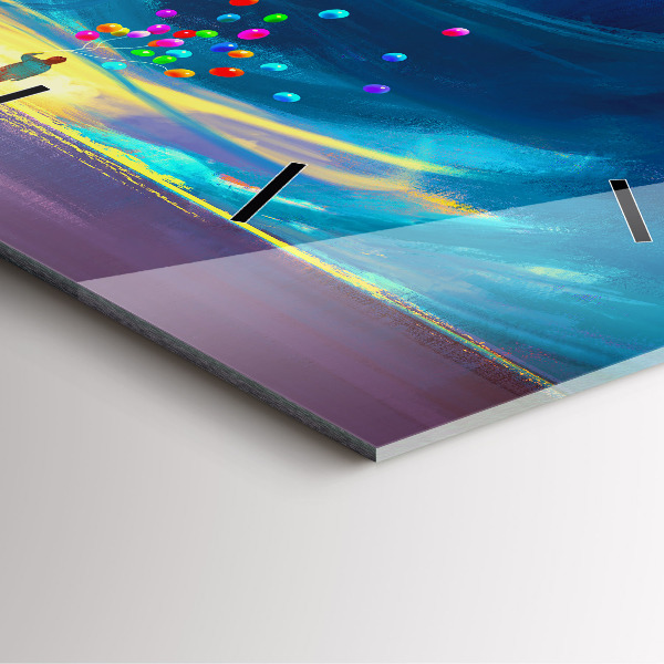 Orologio quadrato in vetro Bambino e palloncini