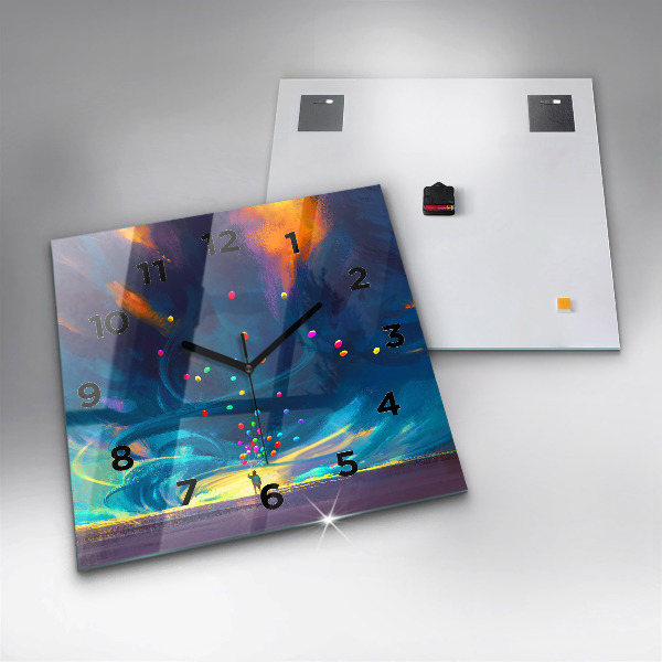 Orologio quadrato in vetro Bambino e palloncini