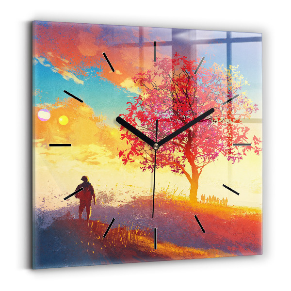 Orologio quadrato in vetro Paesaggio autunnale