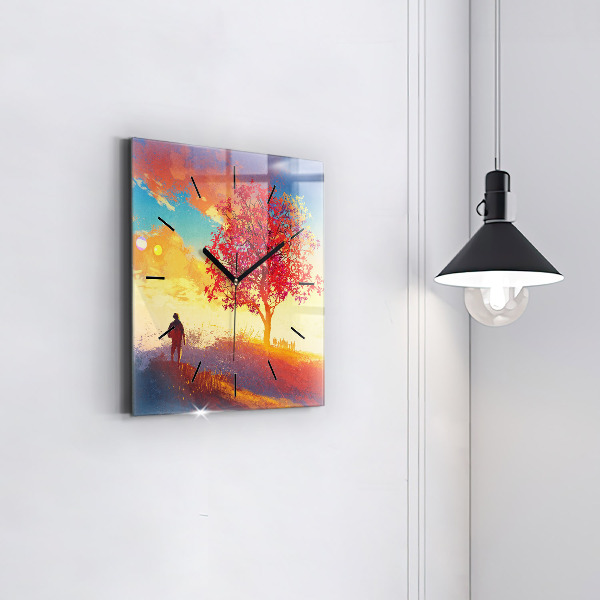 Orologio quadrato in vetro Paesaggio autunnale