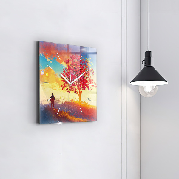 Orologio quadrato in vetro Paesaggio autunnale