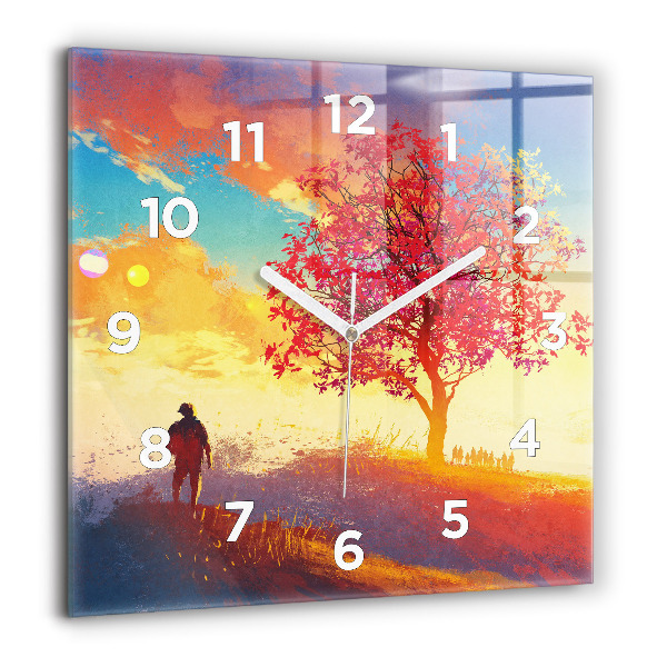 Orologio quadrato in vetro Paesaggio autunnale