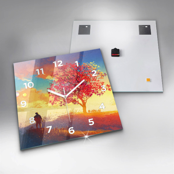 Orologio quadrato in vetro Paesaggio autunnale