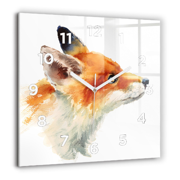 Orologio quadrato in vetro Volpe acquarellabile