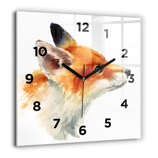 Orologio quadrato in vetro Volpe acquarellabile