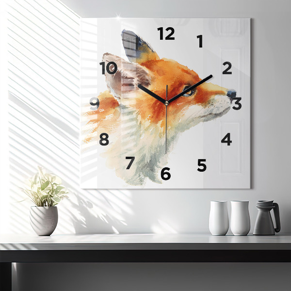 Orologio quadrato in vetro Volpe acquarellabile