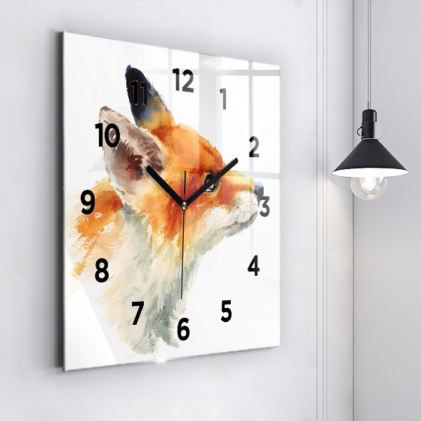 Orologio quadrato in vetro Volpe acquarellabile