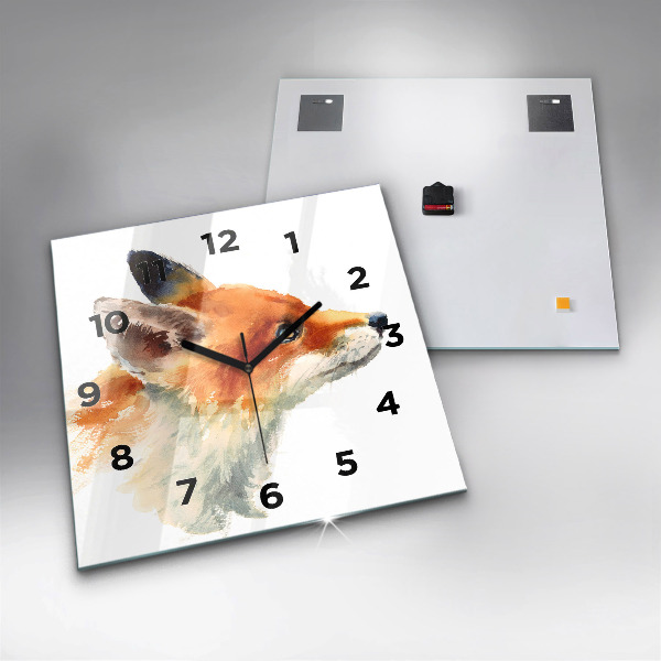 Orologio quadrato in vetro Volpe acquarellabile