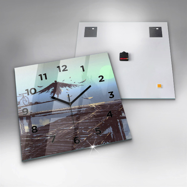 Orologio quadrato in vetro Angelo, Ponte e Bicicletta