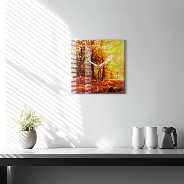 Orologio quadrato in vetro Paesaggio forestale al sole