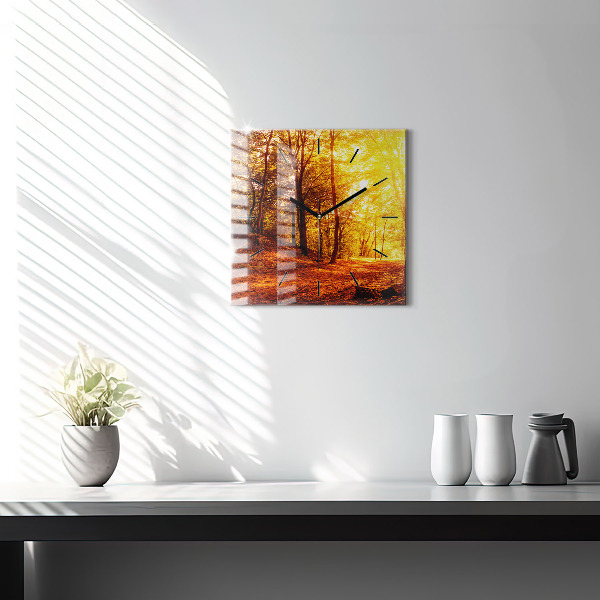 Orologio quadrato in vetro Paesaggio forestale al sole