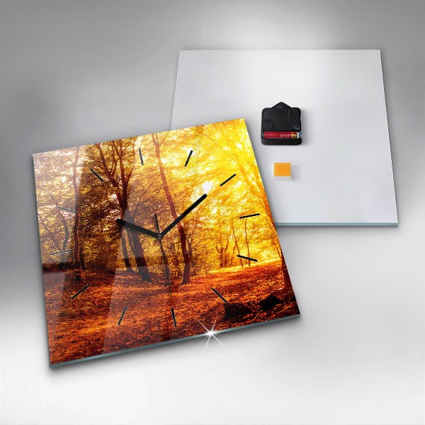 Orologio quadrato in vetro Paesaggio forestale al sole