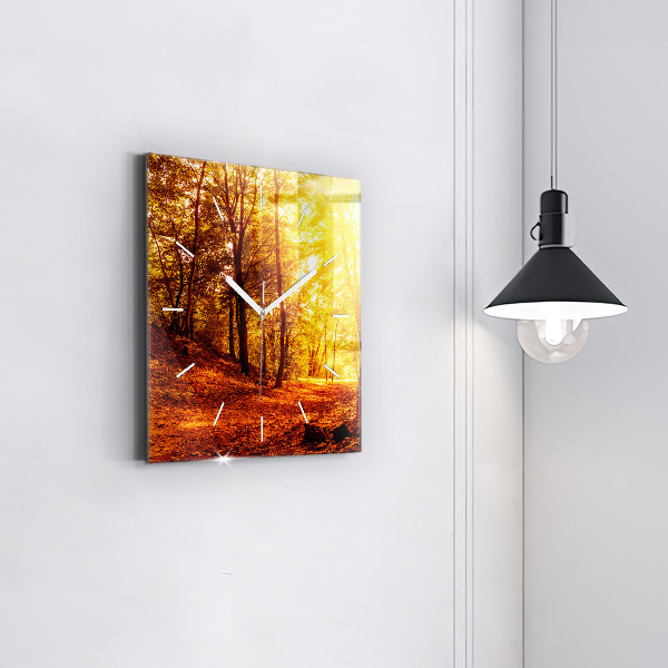 Orologio quadrato in vetro Paesaggio forestale al sole