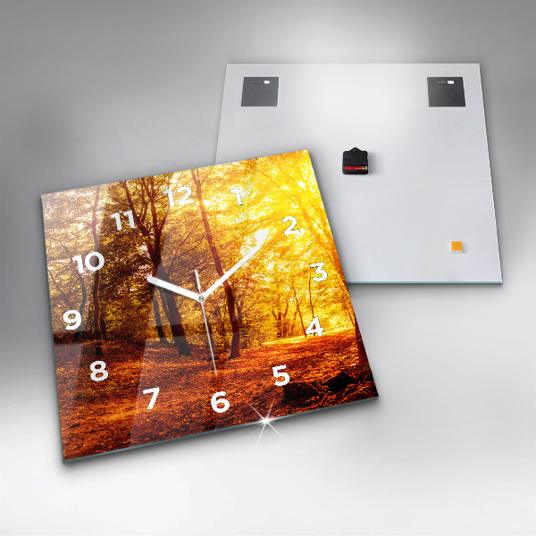 Orologio quadrato in vetro Paesaggio forestale al sole
