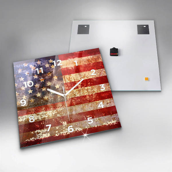 Orologio quadrato in vetro Bandiera USA d'epoca