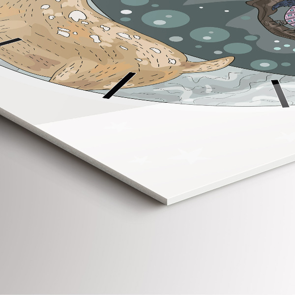 Orologio quadrato in vetro Animali notturni e la luna