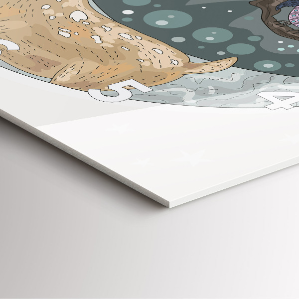 Orologio quadrato in vetro Animali notturni e la luna