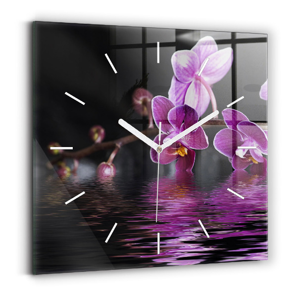 Orologio quadrato Fiore di orchidea sull'acqua