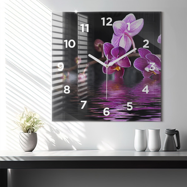 Orologio quadrato Fiore di orchidea sull'acqua