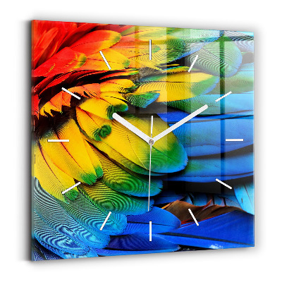 Orologio quadrato in vetro Ali di uccelli colorati