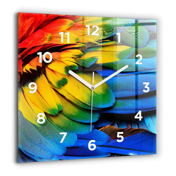 Orologio quadrato in vetro Ali di uccelli colorati
