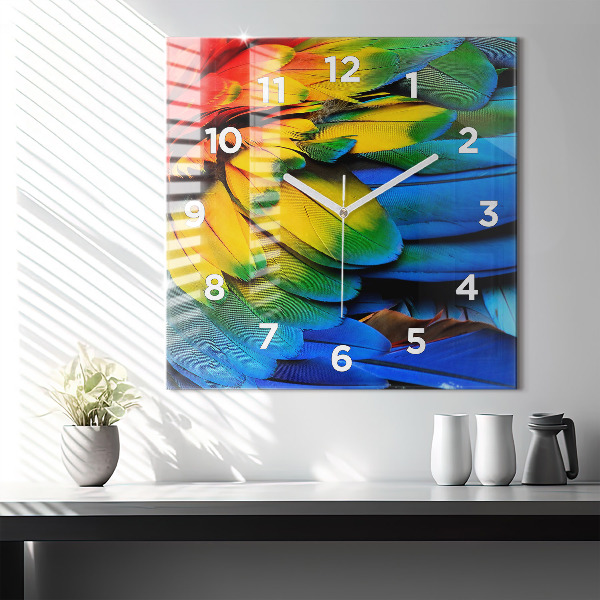 Orologio quadrato in vetro Ali di uccelli colorati