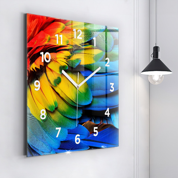 Orologio quadrato in vetro Ali di uccelli colorati