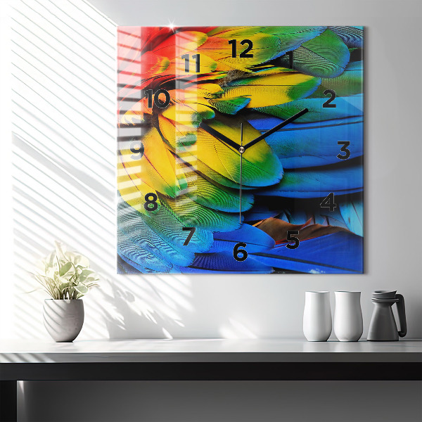 Orologio quadrato in vetro Ali di uccelli colorati