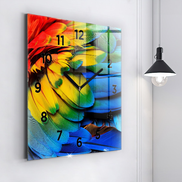 Orologio quadrato in vetro Ali di uccelli colorati