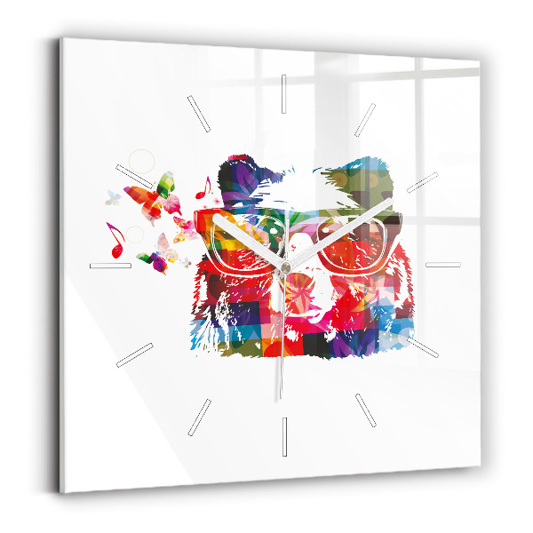 Orologio quadrato in vetro Testa d'orso