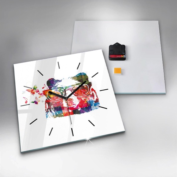 Orologio quadrato in vetro Testa d'orso