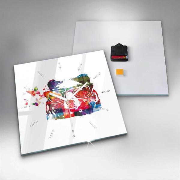 Orologio quadrato in vetro Testa d'orso