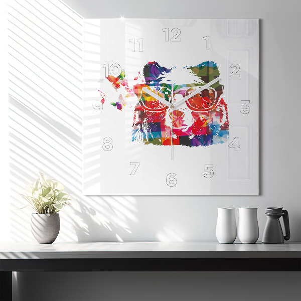 Orologio quadrato in vetro Testa d'orso