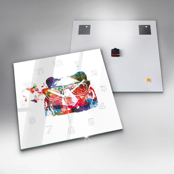 Orologio quadrato in vetro Testa d'orso