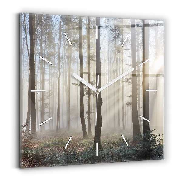Orologio quadrato in vetro Foresta nella nebbia